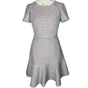 J Crew Dress Womens 4 Mixed Tweed Fit Flare Metallic Shimmer Gray Wool Party